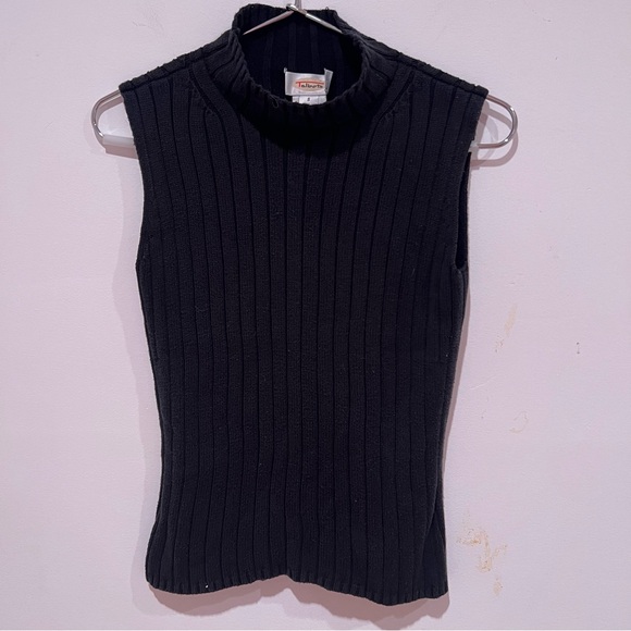 Talbots Tops - Talbots Vintage Black Ribbed Sleeveless Sweater 100% Silk